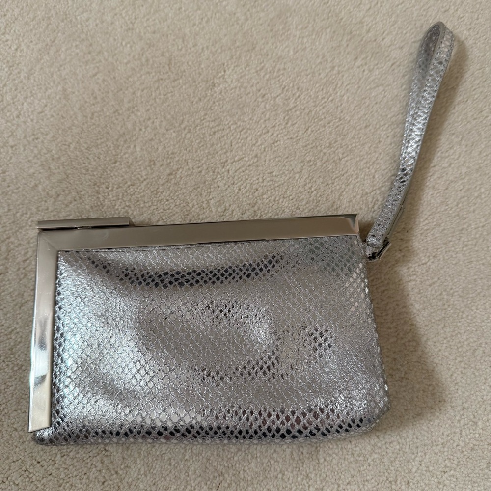 Calvin Klein silver wristlet bag